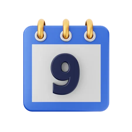 Date 9  3D Icon