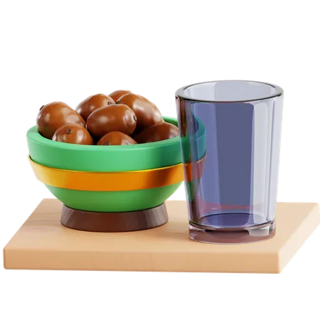 Date Fruit And Drink 3 D Icon 3D Icon