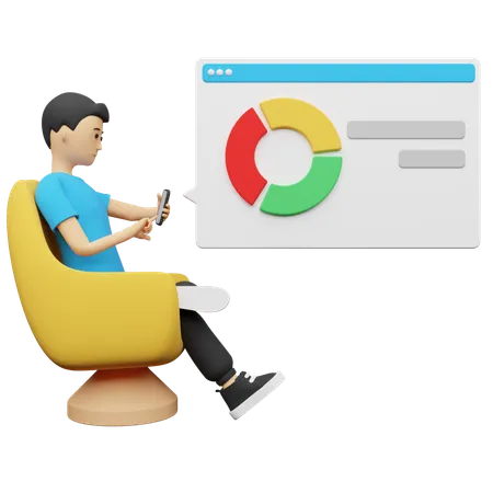 Datenanalyst erläutert Geschäftsdaten im Meeting  3D Illustration