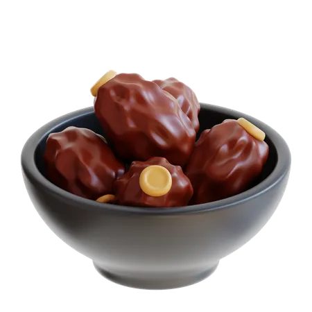 3 D Rendering Dates Bowl Icon 3D Icon