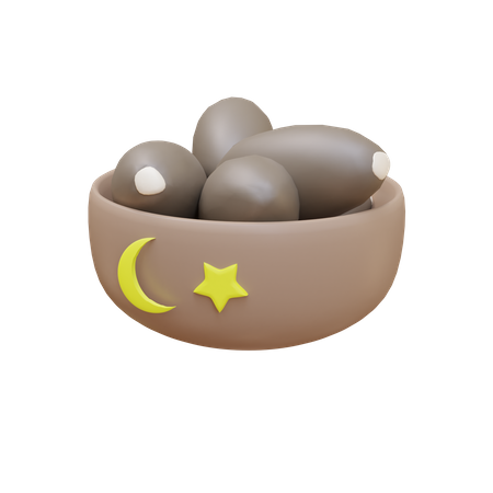 Dates Bowl  3D Illustration