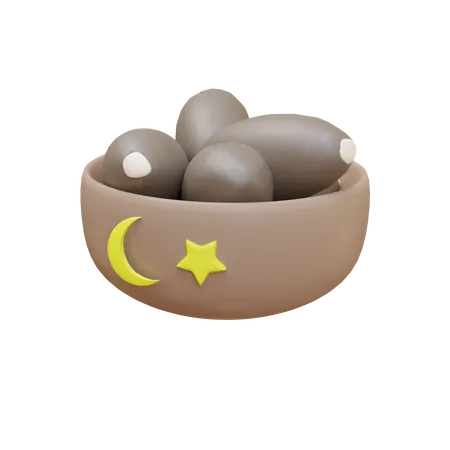 Dates Bowl  3D Illustration