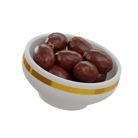 Dates Fruit Bowl  3D Icon