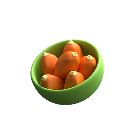 Dates Fruit In Bowl 3D Icon