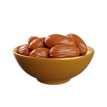 Dates In A Bowl  3D Illustration