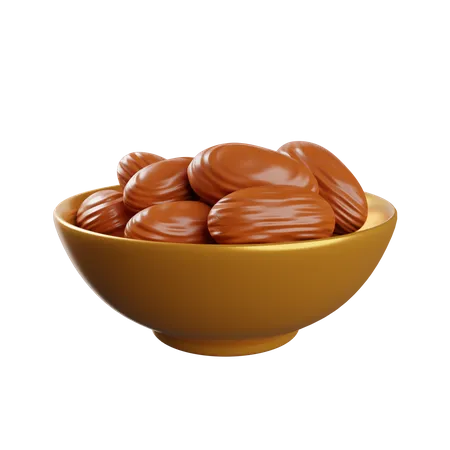 Dates In A Bowl  3D Illustration