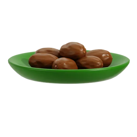Dates On Plate  3D Icon