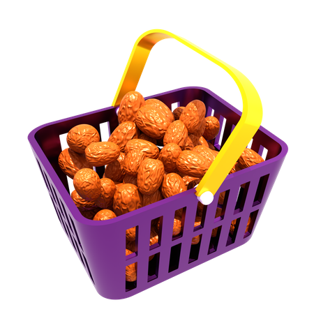 Dates Shopping Basket 3D Illustration
