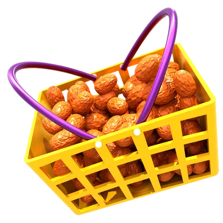 3 D Illustration Ramadan Dates Fruit Kurma With Basket 3D Illustration