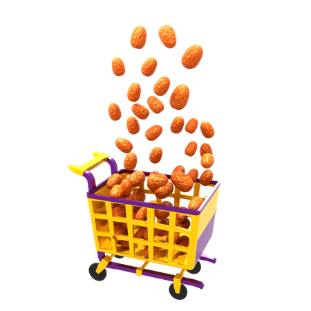 Dates Shopping Cart 3D Illustration