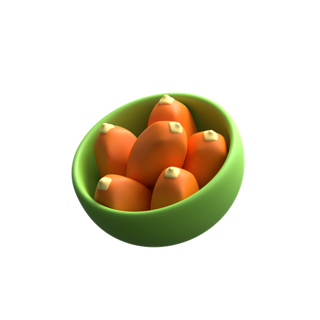 Dátiles fruta en un tazón  3D Icon