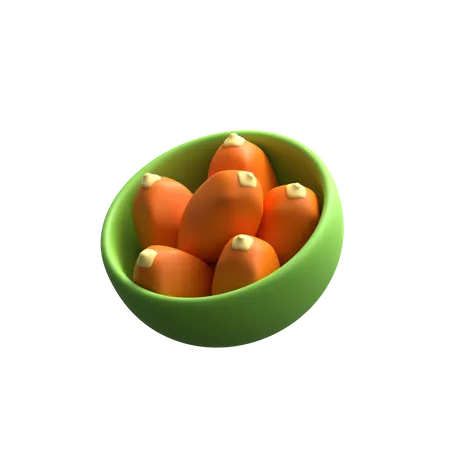 Dátiles fruta en un tazón  3D Icon