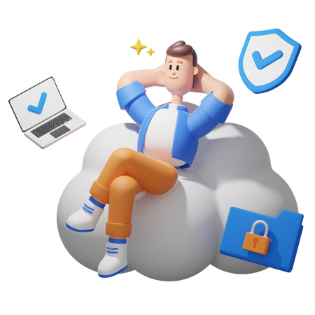 Datos seguros en la nube  3D Icon