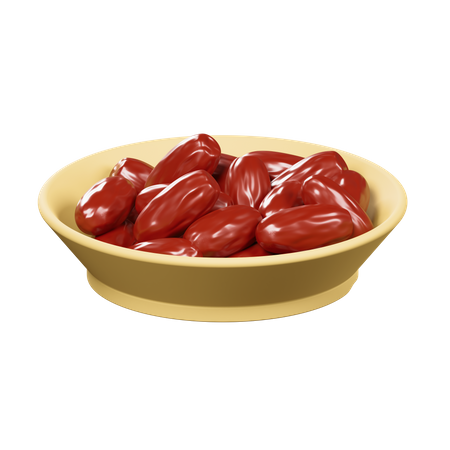 Bol de fruits aux dattes  3D Icon