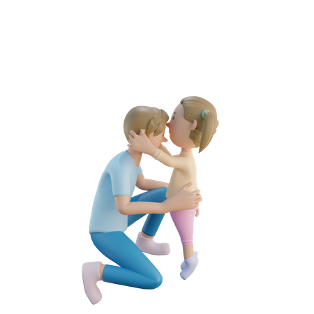 Daughter kissing father on forehead  3D Icon