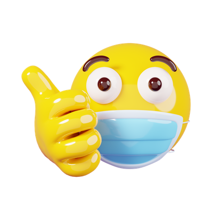 Daumen hoch mit Maske Emoji  3D Emoji