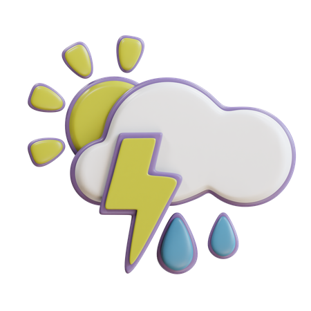 Day Thunder Rain  3D Icon