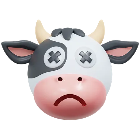Dead Eye Cow Emoticon 3 D Icon Illustration 3D Icon