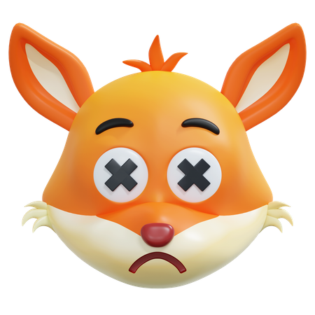 Dead Eyes Fox Emoticon  3D Icon