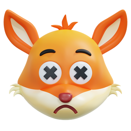 Dead Eyes Fox Emoticon  3D Icon