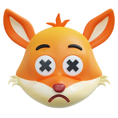 Dead Eyes Fox Emoticon  3D Icon