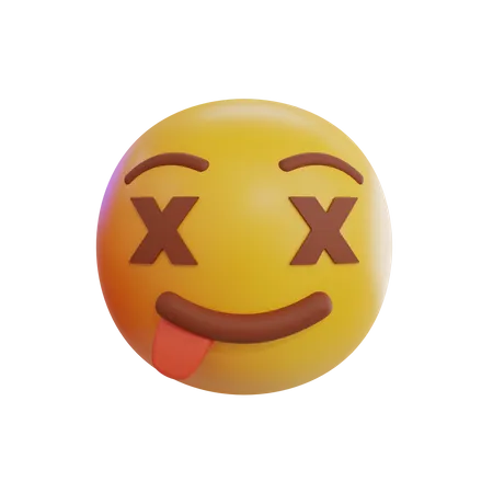 Dead Face and Sticking out Tongue Emoji  3D Icon