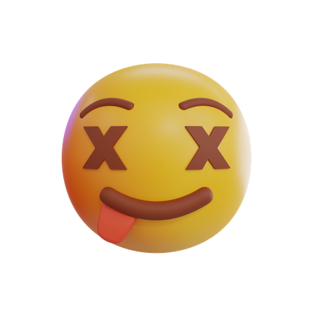 Dead Face and Sticking out Tongue Emoji  3D Icon
