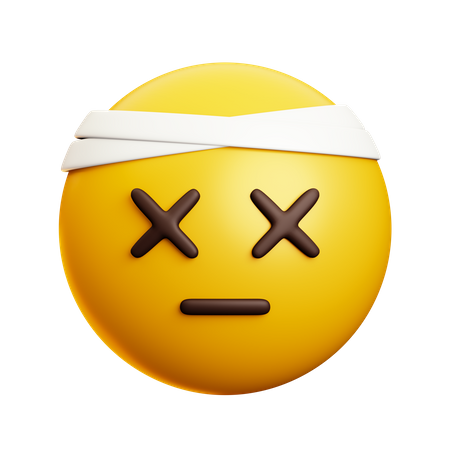 Dead Face With Bandage On Head  3D Icon