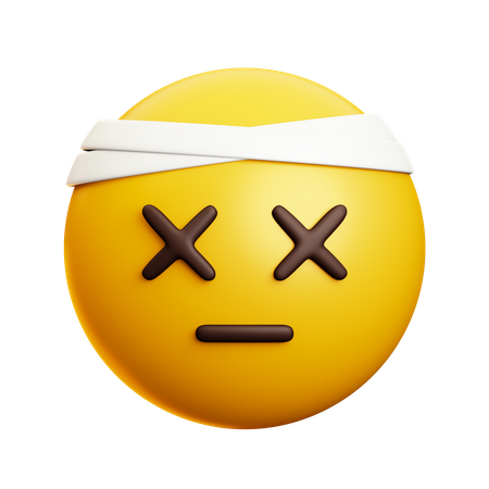Dead Face With Bandage On Head  3D Icon