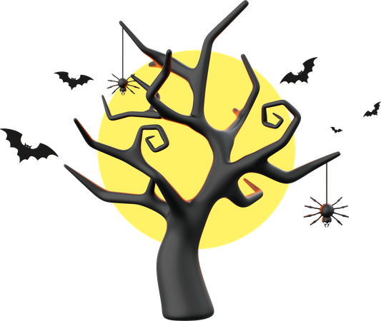 Dead Tree With Full Moon  3D Icon