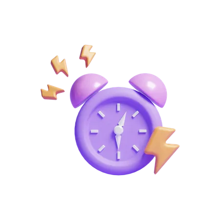 3 D Alarm Clock Icon With Lightning Bolt Icon Or 3 D Notification Alarm Clock With Energy Icon 3D Icon