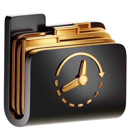 A Folder Icon Resembling A Clock Or A Timer Organizing Time Based Or Scheduled Tasks 3D Icon