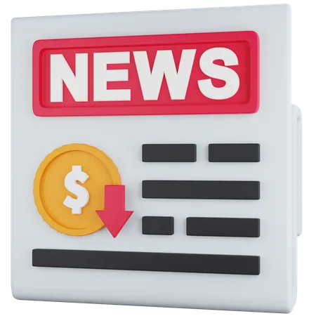 3 D Icon Illustration Declining Financial News 3D Icon