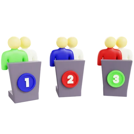 Debate Three Candidate  3D Icon