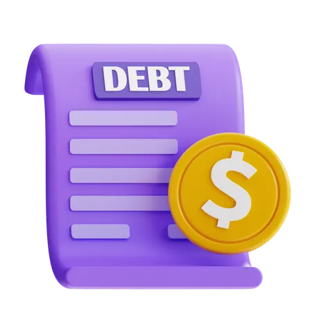 3 D Rendering Debt Bill Payment Icon 3D Icon