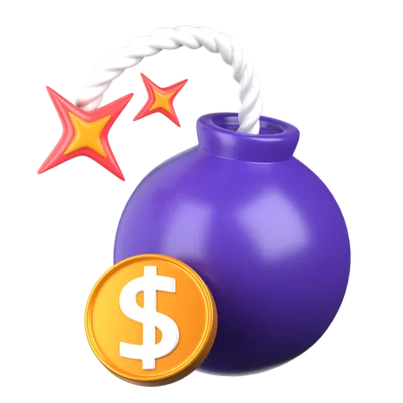 Debt Bomb 3 D Economic Crisis Icon 3D Icon