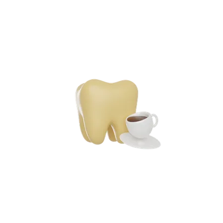 A Tooth With Yellow Plaque Yellow Enamel From Cigarettes And Coffee 3 D Render Icon 3D Icon