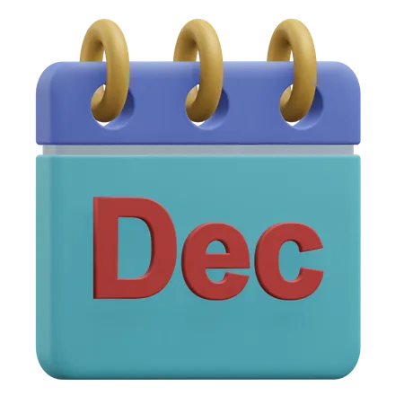 December Calendar 3 D Icon Illustration With Transparent Background 3D Icon