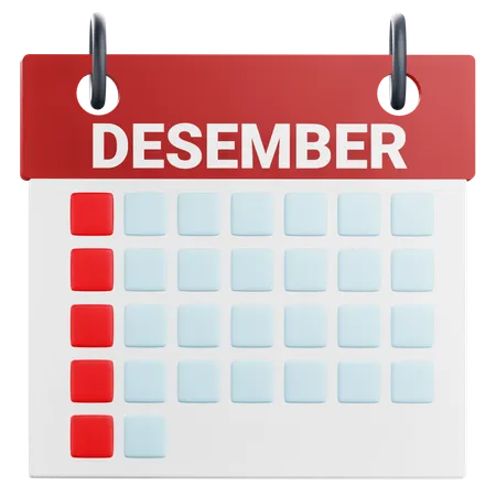 3 D December Calendar Illustration 3D Icon