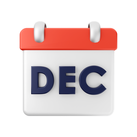 December Calendar  3D Illustration