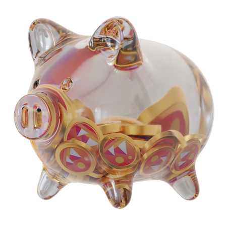 Decentraland (MANA) Clear Glass Piggy Bank 3D Icon