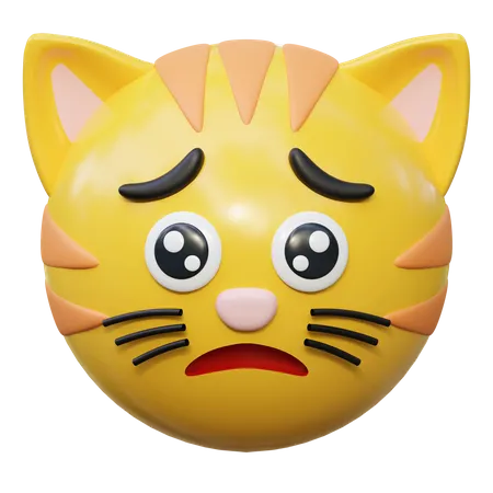 Rosto Triste Desapontado Expressao Gato Emoticon Adesivo Icone 3 D Ilustracao 3D Icon