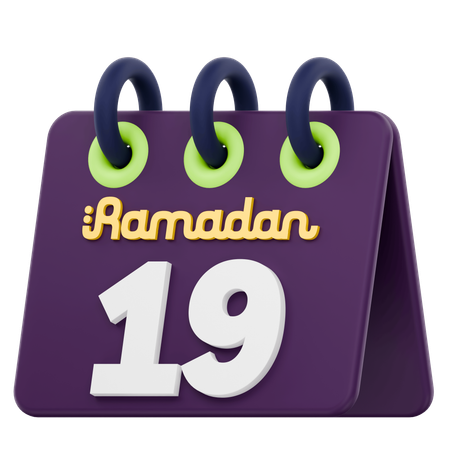 Décimo nono dia do calendário do Ramadã Celebração do Ramadã  3D Icon