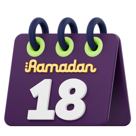 Décimo oitavo dia do calendário do Ramadã Celebração do Ramadã  3D Icon