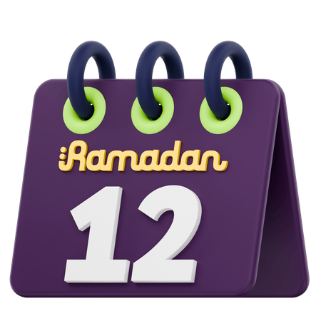 Décimo segundo dia do calendário do Ramadã Celebração do Ramadã  3D Icon