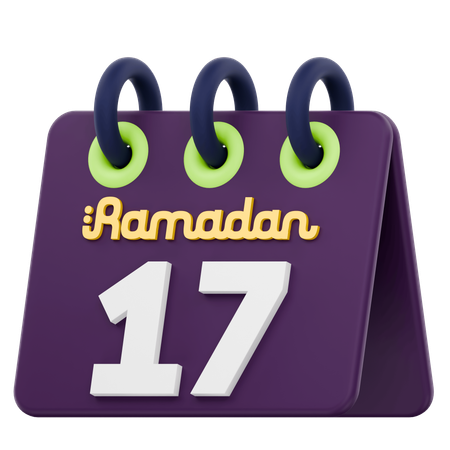 Décimo sétimo dia do calendário do Ramadã Celebração do Ramadã  3D Icon