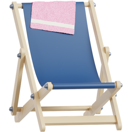 Deck Chair with Beach Towel  3D Icon