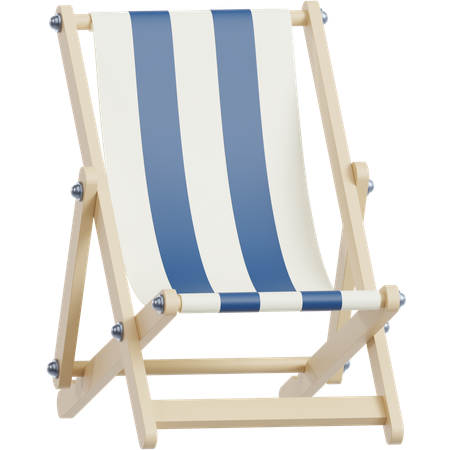 Deck Chair with Blue-White Stripes  3D Icon