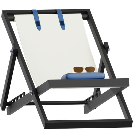 Deck Chair with Sunglasses on Seat  3D Icon