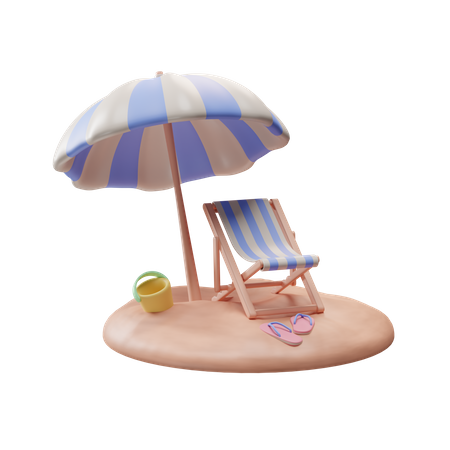 Deck de praia  3D Illustration